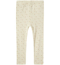 Lil' Atelier Leggings - Rib - NmfGago - Turtledove/FLOWER