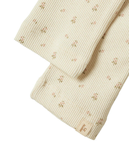 Lil' Atelier Leggings - Rib - NmfGago - Turtledove/FLOWER