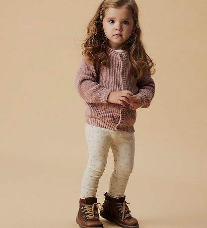 Lil' Atelier Leggings - Rib - NmfGago - Turtledove/FLOWER