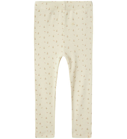 Lil' Atelier Leggings - Rib - NmfGago - Turtledove/FLOWER