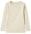 Lil' Atelier Bluse - Rib - NmfGago - Turtledove/FLOWER