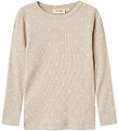 Lil' Atelier Bluse - Rib - NmfGago - Gray Morn/HEART