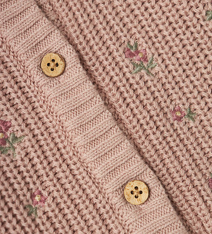 Lil' Atelier Cardigan - Strik - NbfEmlen - Shadow Gray m. Blomst