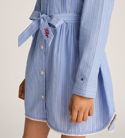 Tommy Hilfiger Skjortekjole - Lyseblå/Hvidstribet