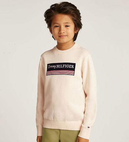 Tommy Hilfiger Bluse - Strik - Ivory Petal m. Flag