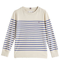 Tommy Hilfiger Bluse - Beige/Blåstribet