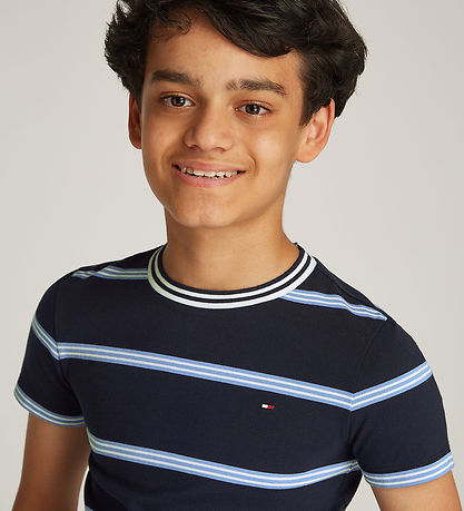 Tommy Hilfiger T-shirt - Dark Night Navy m. Striber