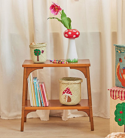 Rice Opbevaringskurv - Raffia/Søgræs - Happy Forest - 15x16 cm -