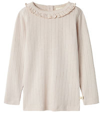 Lil' Atelier Bluse - NmfRachel - Gray Morn m. Hulmønster