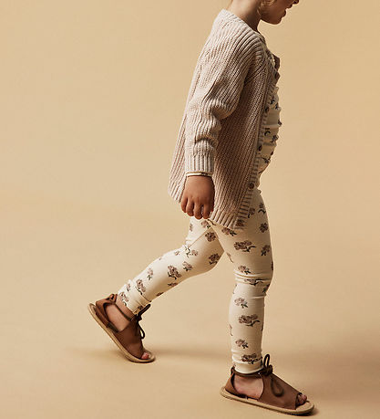 Lil' Atelier Leggings - Rib - NmfGavo - Turtledove/PEONY