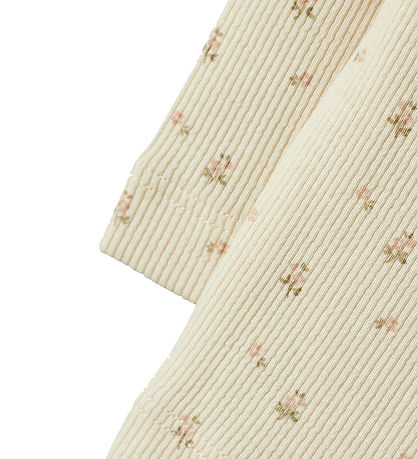 Lil' Atelier Leggings - Rib - NbfGago - Turtledove/FLOWER