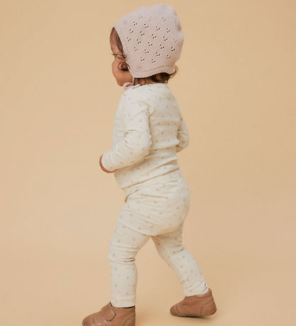 Lil' Atelier Leggings - Rib - NbfGago - Turtledove/FLOWER