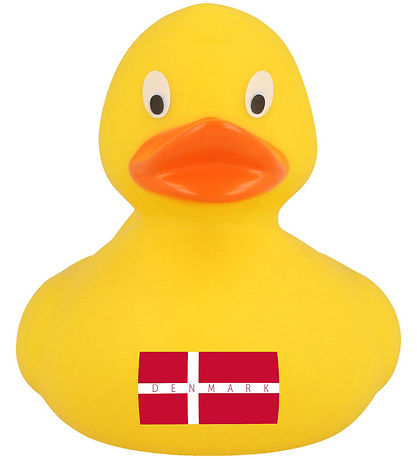 Badeand - Gul And m. Dansk Flag