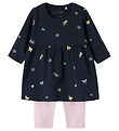 Name It Kjole/Leggings - NbfVandora - Navy Blazer m. Sløjfer Og 