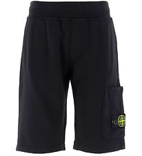 Stone Island Sweatshorts - Sort m. Logo