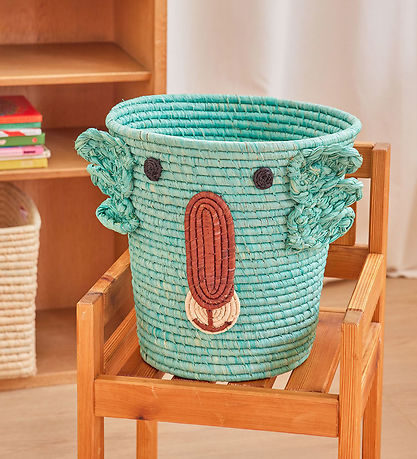 Rice Opbevaringskurv - Raffia/Søgræs - 20x30 cm - Aqua/Koala