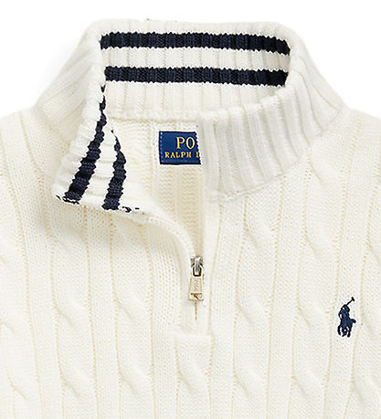 Polo Ralph Lauren Bluse m. Lynlås - Strik - Hvid