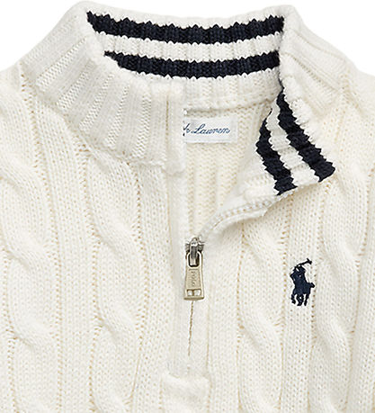 Polo Ralph Lauren Bluse m. Lynlås - Strik - Hvid