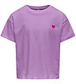 Kids Only T-shirt - Noos - KogMaiken - African Violet w. Heart