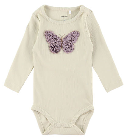 Name It Body L/Æ - Rib - NbfBolia - Summer Sand m. Sommerfugl