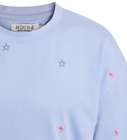 Hound T-shirt - Lyseblå m. Blomster