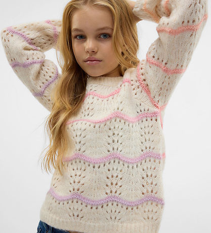 Vero Moda Girl Bluse - Strik - VmHatty - Birch/Space Dye