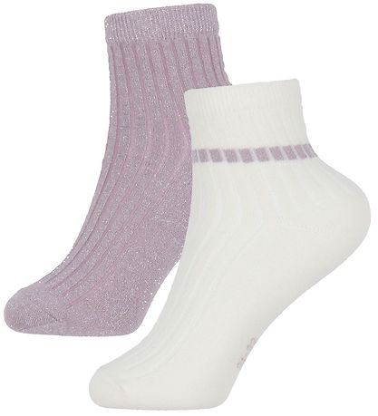 Name It Strømper - 2-pak - NkfTimine - Elderberry/Cloud Dancer