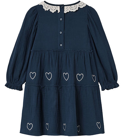 Fliink Kjole - Musselin - Elmo Heart - Insignia Blue/Sandshell