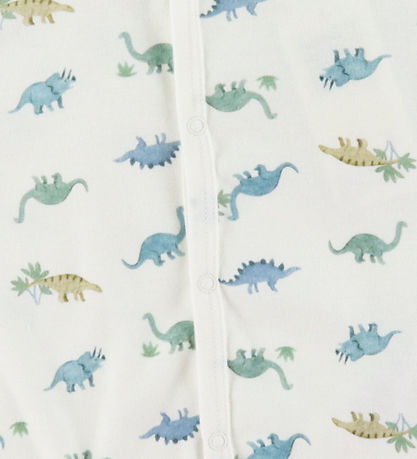 Petit Bateau Natdragt - Marshmallow/Blå m. Dinoer