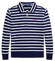 Polo Ralph Lauren Polobluse m. Lynlås - Navy/Hvidstribet