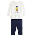 Polo Ralph Lauren Sweatshirt/Leggings - Hvid/Navy m. Bamse