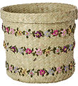 Rice Opbevaringskurv - Raffia  - Large - Flower Vines - 20x20 cm