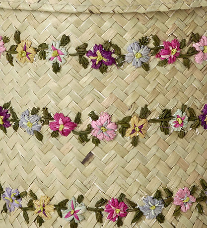 Rice Opbevaringskurv - Raffia  - Large - Flower Vines - 20x20 cm