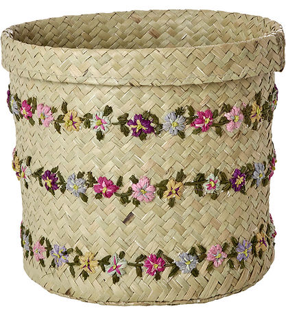 Rice Opbevaringskurv - Raffia  - Large - Flower Vines - 20x20 cm