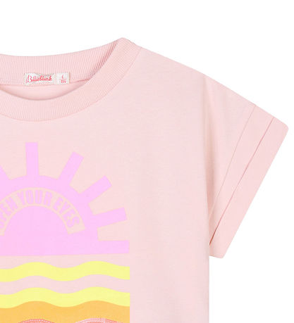 Billieblush T-shirt - Cropped - Rosa m. Print/Pailletter