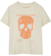 Zadig & Voltaire T-shirt - Offwhite/Orange m. Kranie