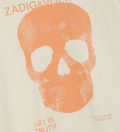 Zadig & Voltaire T-shirt - Offwhite/Orange m. Kranie