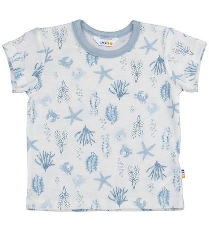 Joha T-shirt - Uld - Lyseblå m. Print