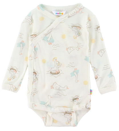 Joha Slå-om Body l/æ - Uld/Silke - Offwhite m. Print