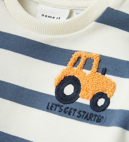 Name It Sweatshirt - NbmBevo - China Blue m. Striber/Traktor