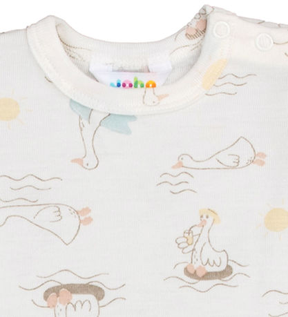 Joha Body k/æ - Uld/Silke - Off White m. Print