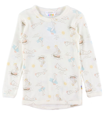 Joha Bluse - Uld/Silke - Off White m. Print