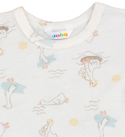 Joha T-shirt - Uld/Silke - Off White m. Print