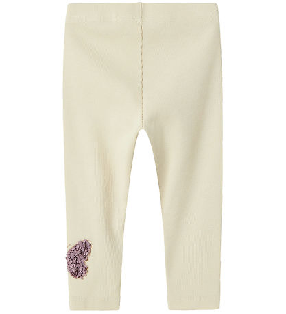 Name It Leggings - Rib - NbfBolia - Summer Sand m. Sommerfugl