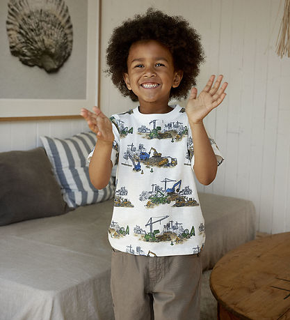 Minymo T-shirt - Marshmallow White m. Print