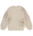 Minymo Bluse - Strik - Marshmallow White m. Blomster