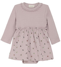 Minymo Kjolebody l/æ - Burnished Lilac m. Hulmønster