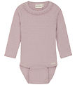 Minymo Body l/æ - Rib - Pointell - Burnished Lilac m. Hulmønster