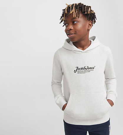 Jack & Jones Hættetrøje - JjBeau - Hvid Meleret