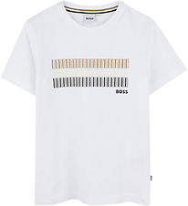 T-Shirt BOSS - Blanc av. A Rayures